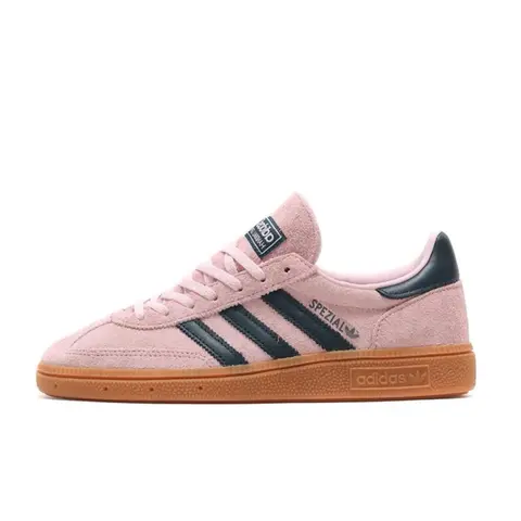 Women’s Adidas Handball Spezial Casual Suede Sneakers - Bold Contrast Arctic Night & Blush Pink Low-Top, Classic Retro Style, Signature 3-Stripes, Comfortable Fit, Everyday Walking Appeal, Casual Sneakers