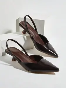 Women's Fashionable Sexy Leopard Print Back Strap Niche New Style Heel Flats (Printed Randomly), Kitten Heels, Elegant, Women Pumps, Elegant