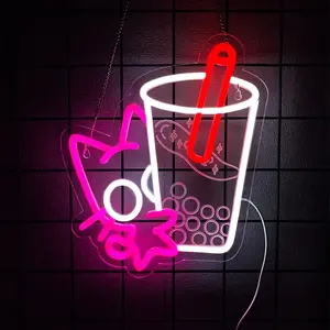 Cat Neon Sign Bubble Tea Neon Light Colorful LED Neon Sign for wall Decor Boba Tea LED Neon Light for Bedroom Bar Coffee Dessert Stores Zoo Decoration,USB Powered Easy to Install.