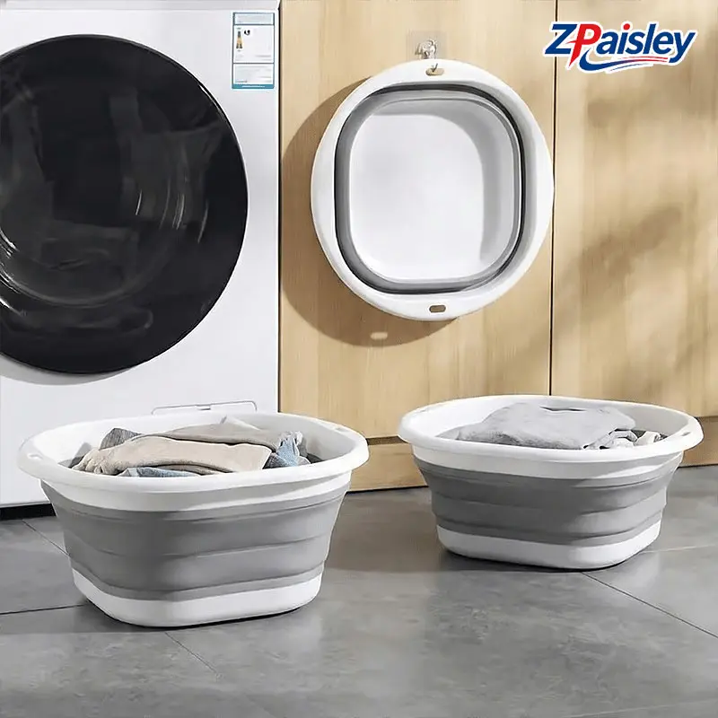 1Pc Collapsible Foldable Plastic Basin Multi-Purpose Portable Wash Tub with Handles, Space Saving Wall Hanging Design for Foot Soaking, Hand Washing Clothes, Camping, Travel, Dorm & Bathroom Storage
