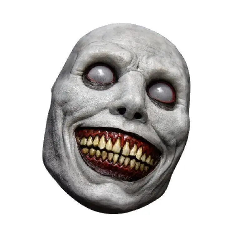 Funny Smiling White-Eyed Exorcist Mask, Halloween Novelty Gag Toy Prop