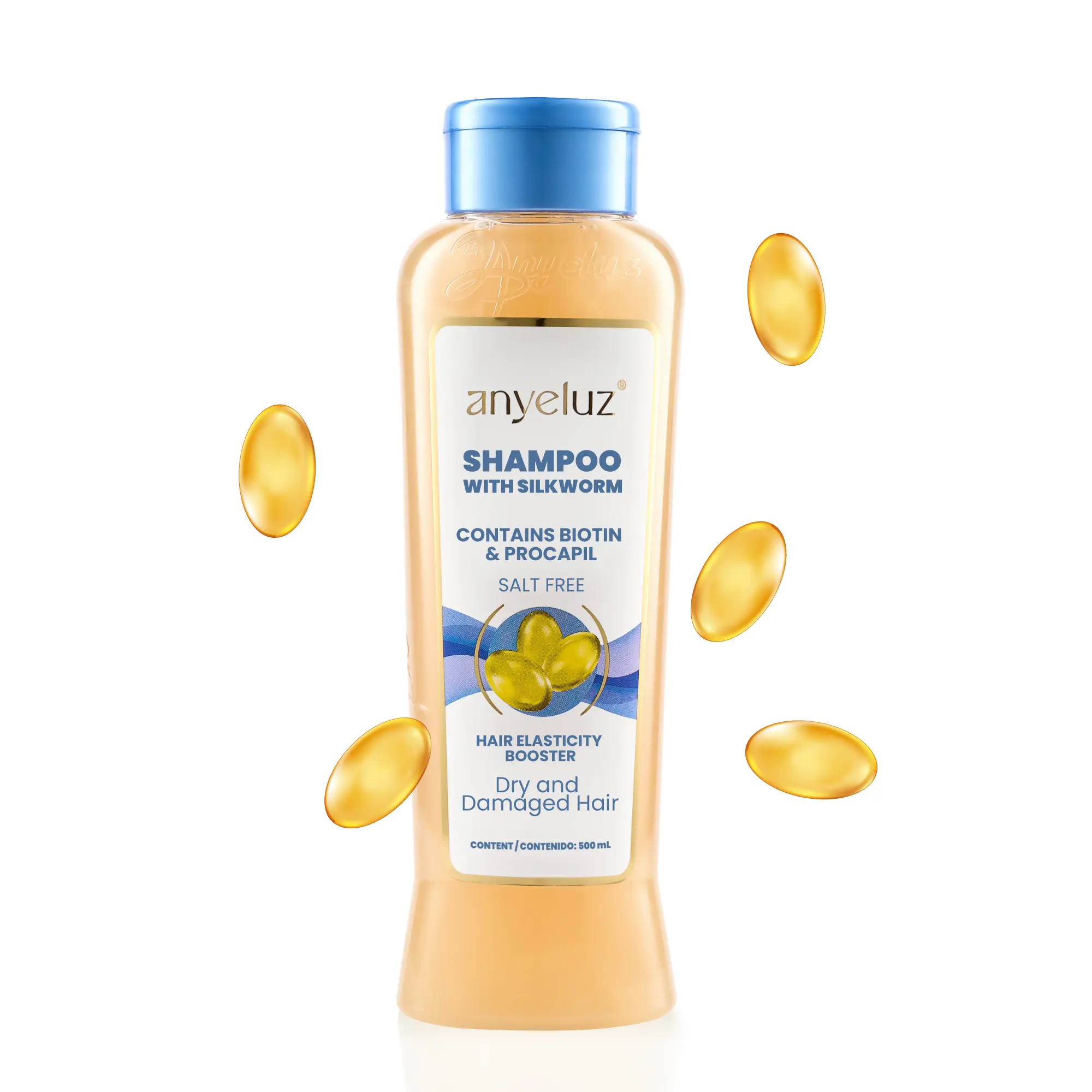 ANYELUZ Silkworm Haircare Shampoo - Nourishing Conditioning Cleanser for All, Unisex Color Safe Shampoo, Enhances Elasticity, Softness, Glossy Hair, Protects Against Dehydration & Damage, Ideal for Dry & Damaged Hair, Revitalize Shampoo, Frizz Control