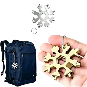 18-in-1 Stainless Steel Snowflake Multitool - Portable Wrench, Screwdriver, Bottle Opener - Emergency Survival Gadget for Camping, Hiking, Keychain Carry