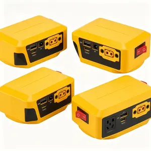 4 Pack Portable Battery Power Adapter Fast Charger Dock Compatible with De.Walt 18V 20V Lithium Battery, XT60 Port, Type-C PD Fast Charge, USB-A DC Port, LED Voltage Indicator with Switch for Outdoor RC DIY Projects