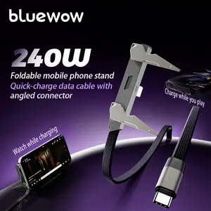 BlueWow 240W Foldable Mobile Phone Stand with Quick Charge Data Cable & Angled Connector Compatible with Apple iPhone 15-17 Samsung