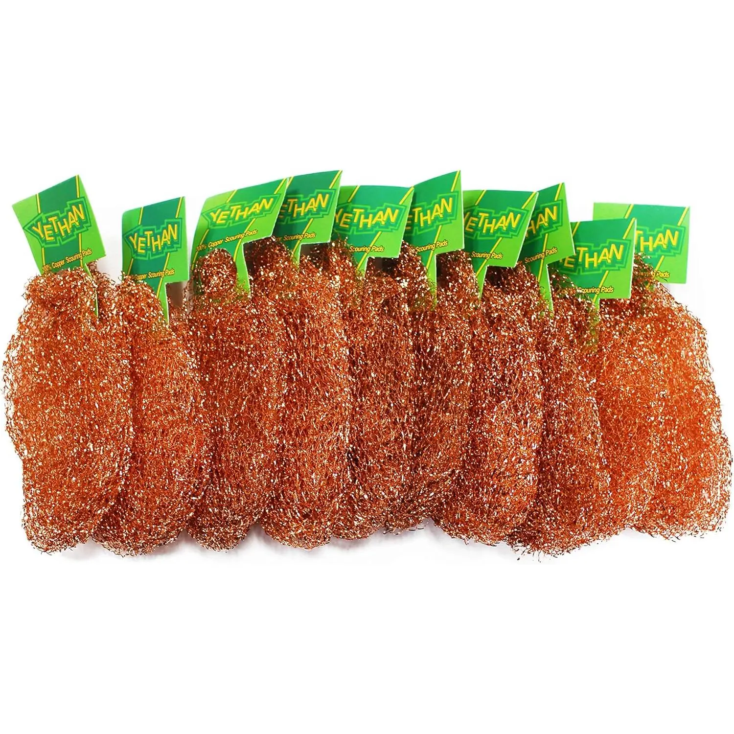 Pure Copper Scouring Pads, 10-Piece Woven Metal Scrubber Pack, Heavyweight Cleaning Sponge for Kitchen Household Use, 13g per Pad, Cleaning Tool, 13 G Per Pad