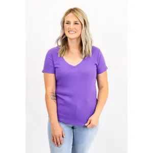 The Ribbed Basic V Neck Tee