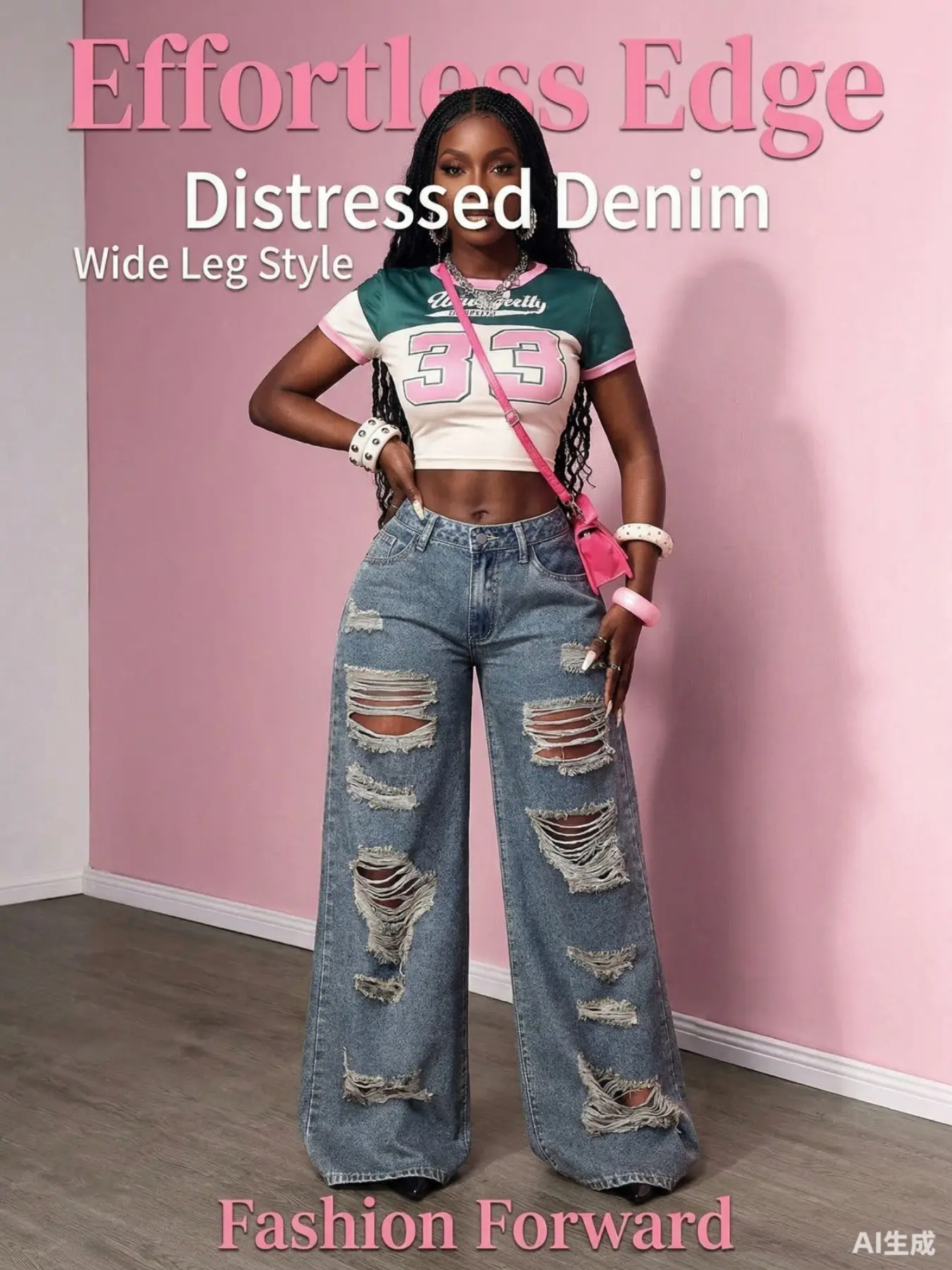 Women's Plus Size Vintage Ripped Grunge Cut Off Wide Leg Jeans Bottom, Aesthetic Spring & Fall Casual Streetwear Loose Straight Fit Pants, Hollow Out Long Trousers, Womenswear