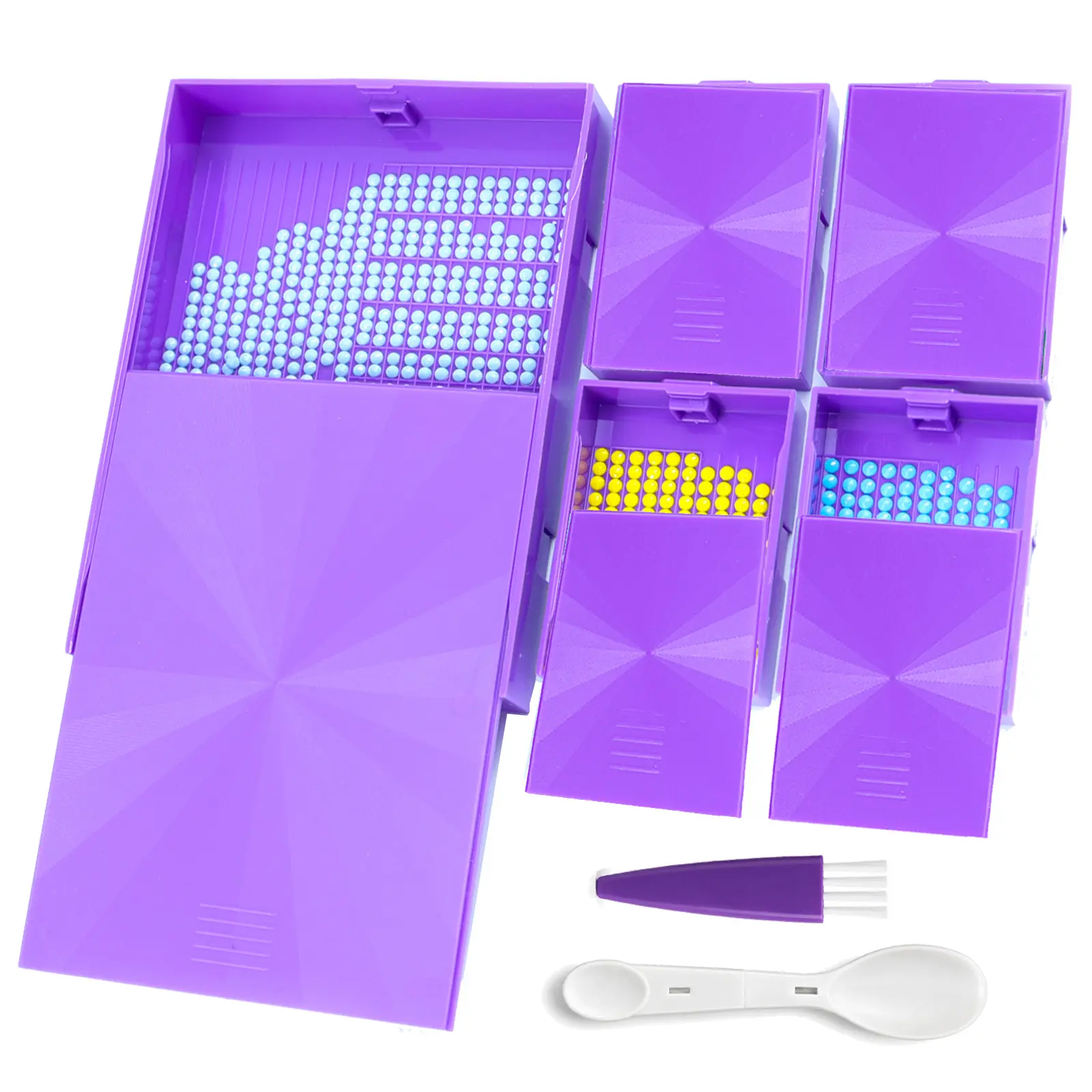 ZYNYXY Diamond Art Trays with Lids, 5 in 1 Interlocking Diamond Painting Trays, Bead Sorting Trays for Diamond Art Accessories and Tools (Purple-5pcs Tray)