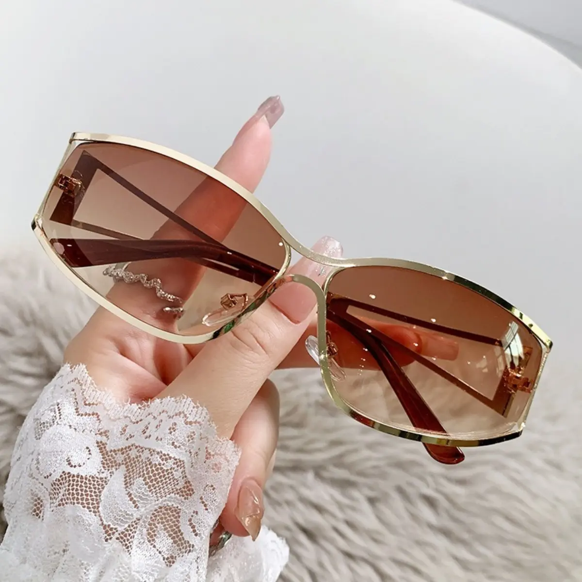 Y2K Sunglasses Women Metal Wrap Retro UV400 Protection Stylish Fashion Vintage Sunglasses Women 2026 Luxury Punk Shield Wrap Sun  main image 4