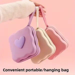 Portable Large Capacity Cable Organizer Bag, Phone Charger Pouch, Earphone & USB Flash Drive Holder, Zippered Storage Bag, Cute Heart-Shaped Candy-Colored Zippered Pouch, Digital Accessories Organizer, Anti-Drop Zippered Bag for Cables, Earphones