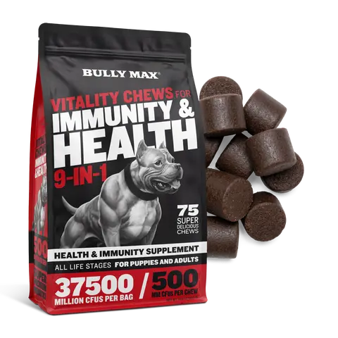 Bully Max 9-in-1 Canine Nutritional Supplement Soft Chew for Dogs - Allergy Relief, Joint Support, Gut Health Probiotics, Easy to Feed, No Artificial Colors/Flavors, Made & Shipped from USA