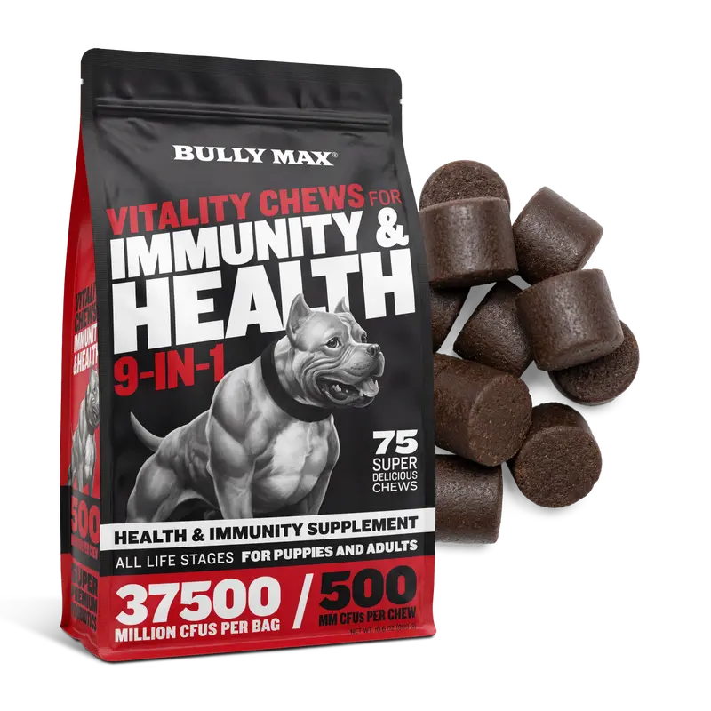 Bully Max 9-in-1 Canine Nutritional Supplement Soft Chew for Dogs - Allergy Relief, Joint Support, Gut Health Probiotics, Easy to Feed, No Artificial Colors/Flavors, Made & Shipped from USA