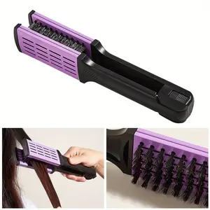 Dual-Use Hair Straightening & Curling Comb - V Splint Design, Nylon Bristles, Heat-Resistant, Anti-Static for All Hair Types