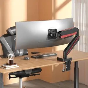 Single Monitor Arm Mount, 13 to 49 Inch Gas Spring Monitor Bracket, Adjustable Stand, Vesa Mount with Clamp and Grommet Base, Fits 4.4 to 44lbs,Max VESA 75 / 100mm, Black A9B