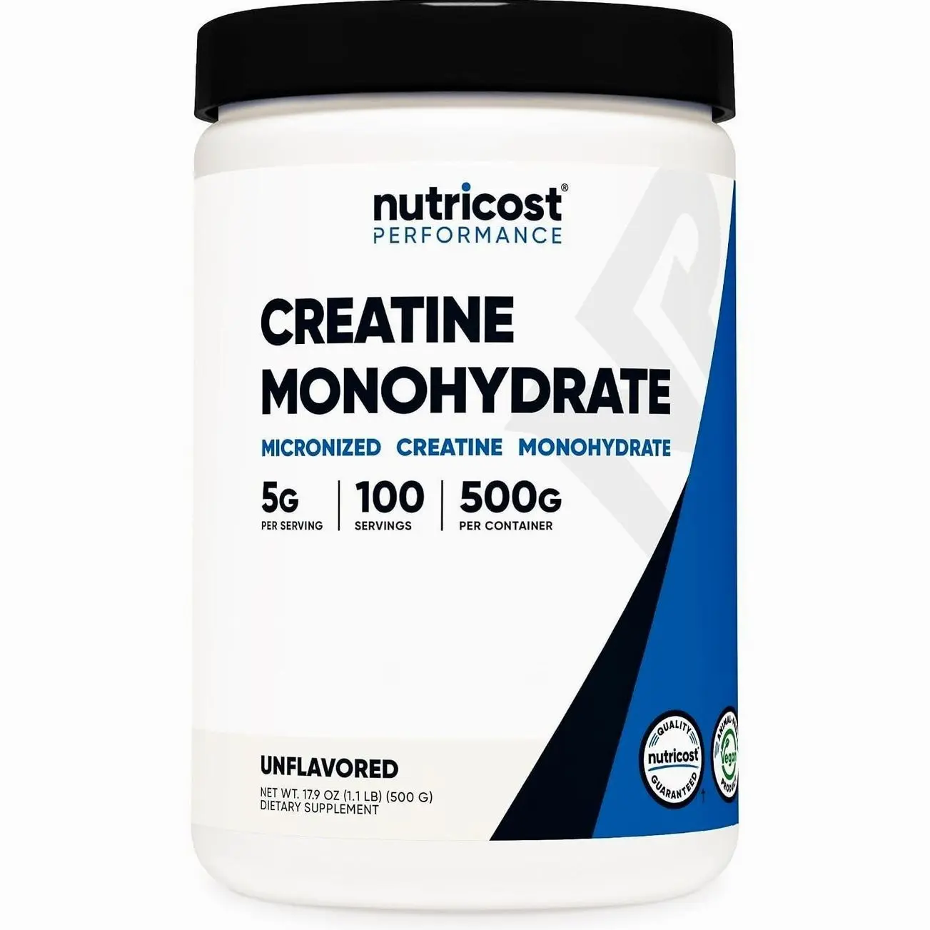 Nutricost Creatine Monohydrate Micronized Powder 500G, 100 Servings | 5000mg Per Serving (5g), 17.9 Oz