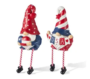 Glitzhome S/2 Patriotic Americana Gnome Table Decor