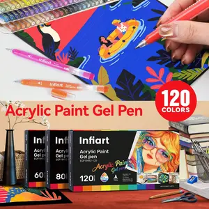 Acrylic Painting Gel Pens Set, 60 & 80 & 120 Colors, Ultra Large Capacity, 1mm Bullet Tip, Ideal for Artists & Beginners, Perfect Gift Box
