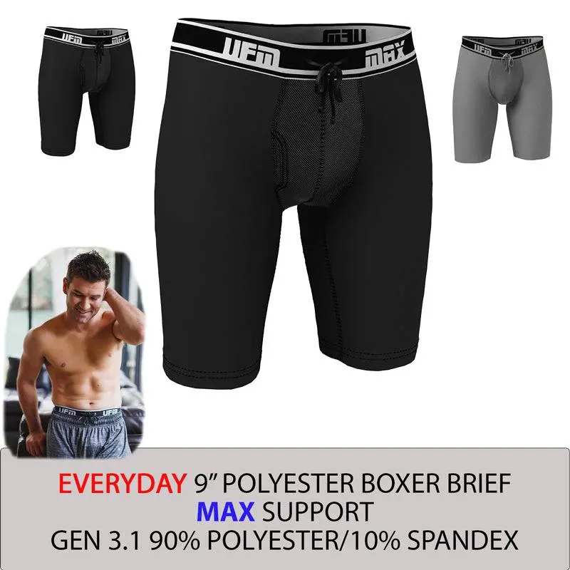 MAX Support 9 Inch Boxer Briefs Polyester Gen 3.1 Available in Black and Gray