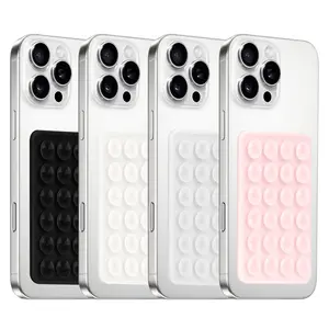 4Pack Silicone Suction Phone Case Mount, Silicon Adhesive Smartphones Stand Sticky, Hands-Free Phone Accessories Holder for Selfies and Videos (Black & White & Translucent & Light Pink)