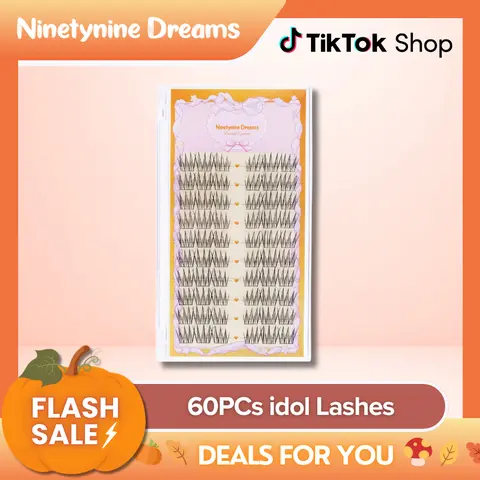 Ninetynine Dreams 60PCs idol Lashes | Natural K-Pop Style False Eyelash Clusters — Soft Lightweight Reusable Ultra-Thin Band Waterproof Long-Lasting 9-13mm C+ Curl Pre-Mapped Beginner Friendly Everyday Lashes For Natural Day-To-Day Makeup