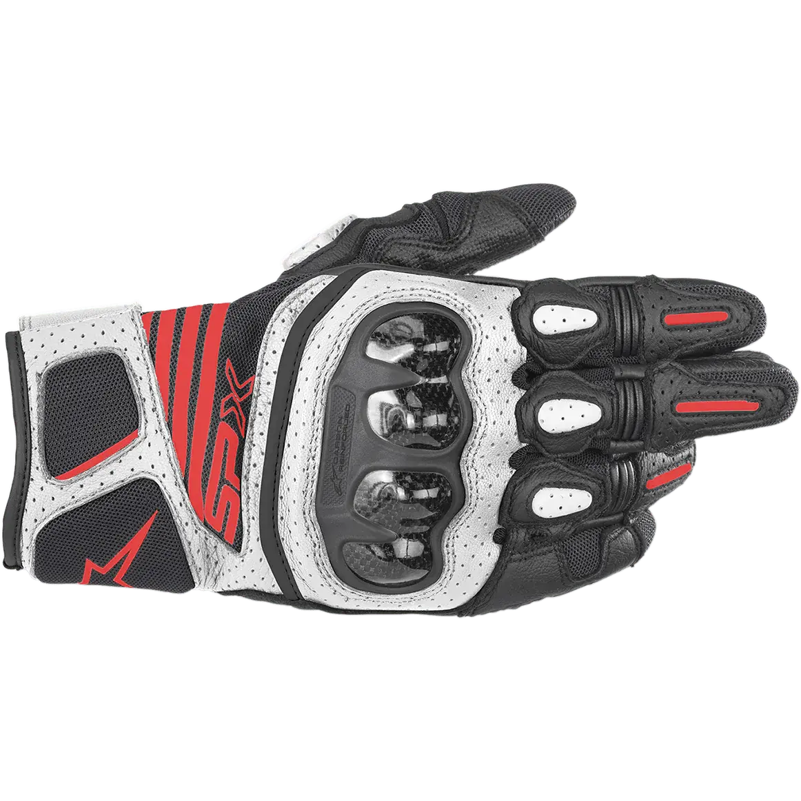 Alpinestars SPX AC V2 Gloves - Black/White/Red Fluorescent