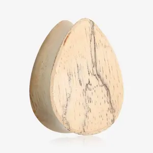 A Pair of Teardrop Old Tamarind Wood Double Flared Plug Hand Carved Natural Wood Classic Ear Jewelry for Stretched Earlobes