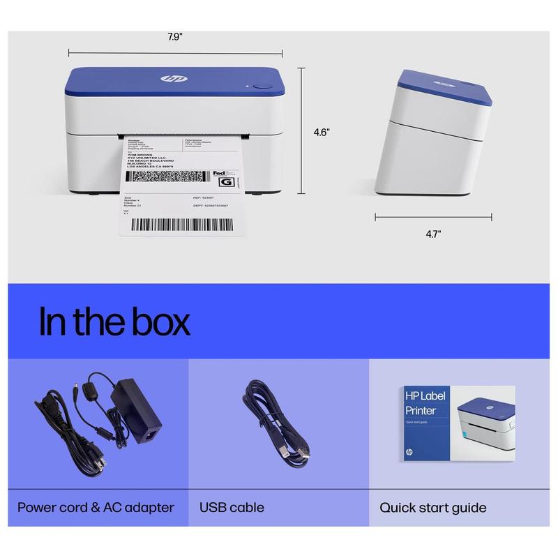 HP Thermal Label Printer, 4x6 Compact Label Printer 203 DPI