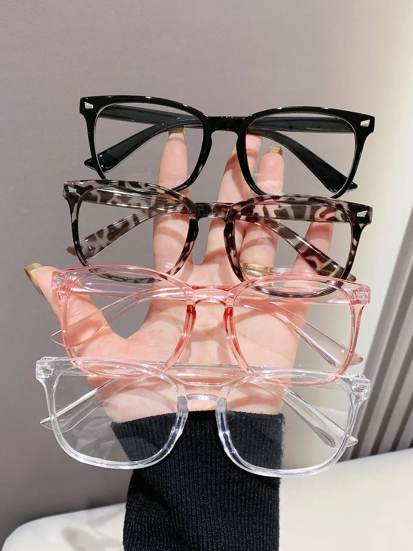 4 Pairs Unisex Blue Light Blocking Trendy Casual Eyeglasses, Anti Blue Glasses, Computer Glasses, Square Frame, Casual Style, PC Material, Ideal for Daily Use, Work, Fashion Accessories