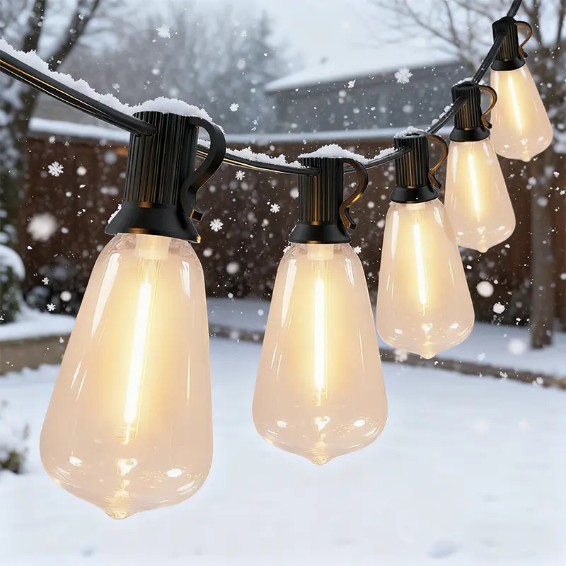 30/50/100-foot Outdoor Solar LED Light String, IP44, ST38 Shatterproof, Edison Bulb, Dimmable Garden Light, Balcony, Terrace, Garden, Party Decorative Light