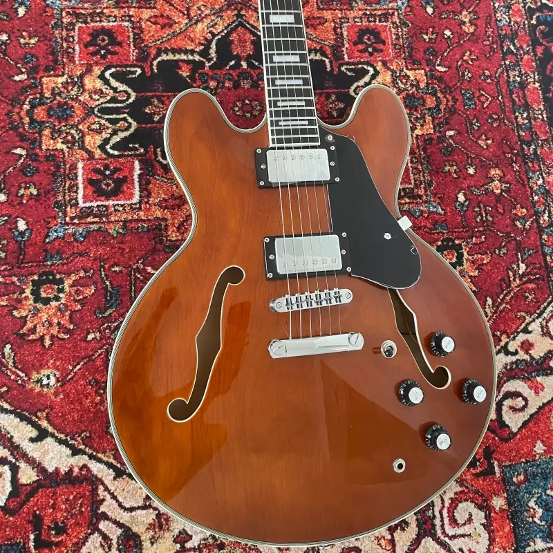 Higher Quality ES335 Style Half-Hollow Jazz Electric Guitar, Brown Finish, Chrome Hardware, 4.5kg, Guitar & Bass Accessories, Protection, US Warehouse