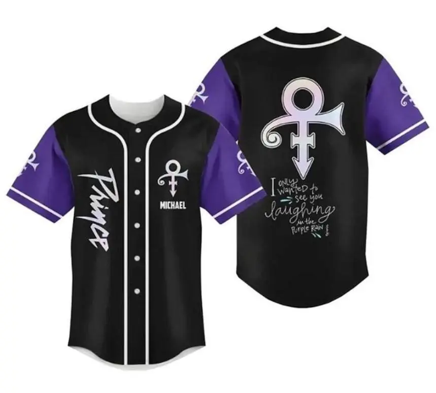 Prince Purple Rain Baseball Jersey - 80s Music Fan Apparel, Wardrobe Staple, For Any Season, Simple Look, Easy to Match