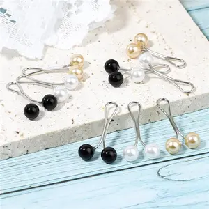 12 Pcs Cute Hijab Pins Pearl Scarf Clips Hooks Brooch Pins Multicolor Headscarf Accessories High-Quality Alloy Artificial Pearl Design