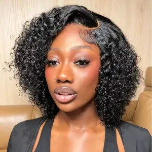 KissLove Hair Short Pixie Cut Wig Human Hair 4x4 Pre Cut Lace Pre Styled Glueless Wig Easy Wear Natural Curly Bob For Black Women #SummerVibes