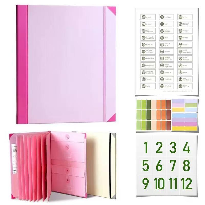 Important Document Organizer Personal Binder Organizer with Labels Accordion File Stylish Binder for Storing Important Papers, Certificates, Passports, Photos, and Letters organizador de documentos