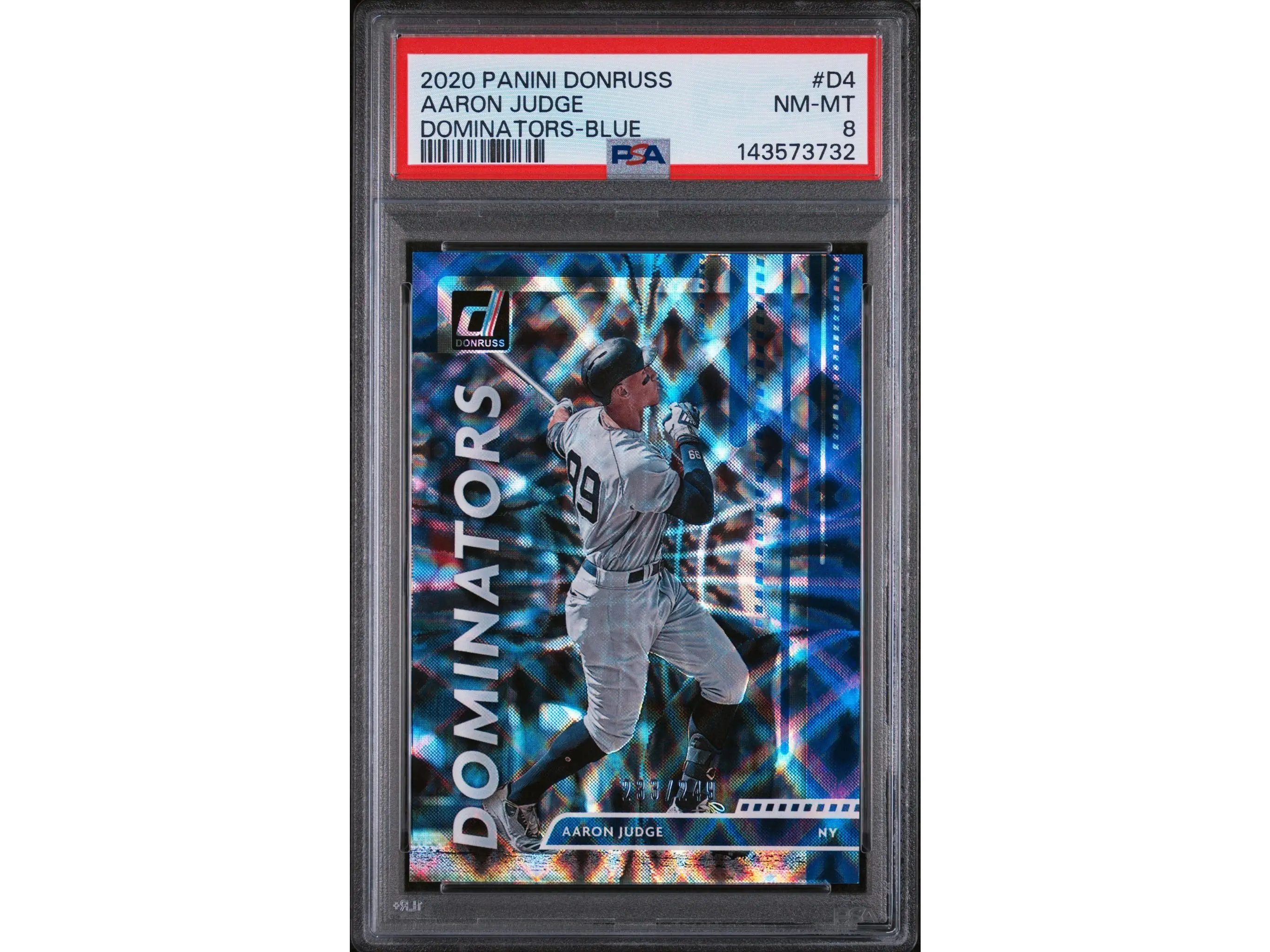 2020 Panini Donruss Dominators Blue Aaron Judge #D4 /249 PSA 8
