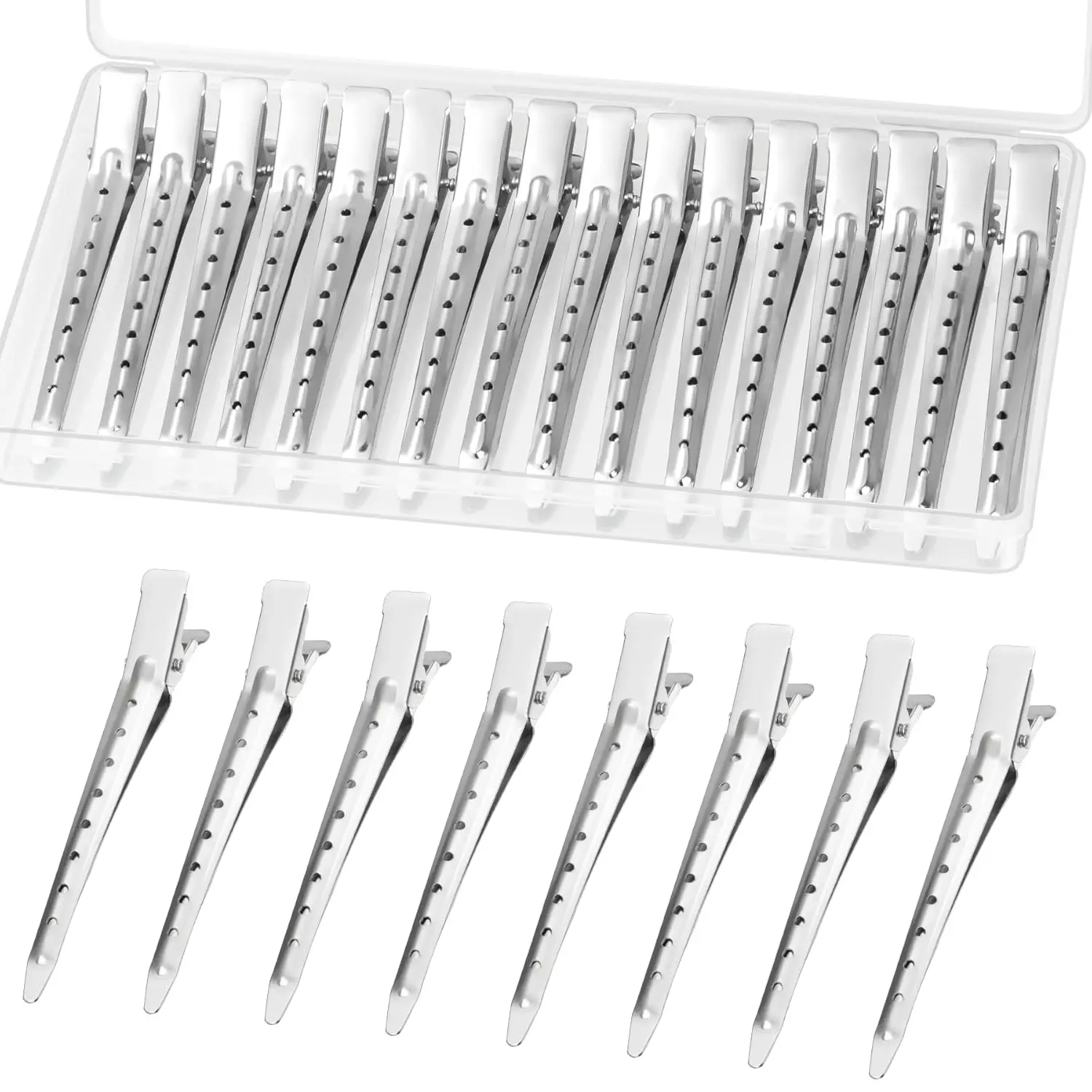 24 Pcs Duck Billed Hair Clips for Styling Sectioning, 3.5 inch Metal Alligator Hair Clips for Women, Pin Curl Clips