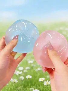 1/2pcs Moldable Slow Rebound Blue Coconut Oil Handmade Squeezing Ball, 6cm Round Malt Stress Relief Squeeze Toy