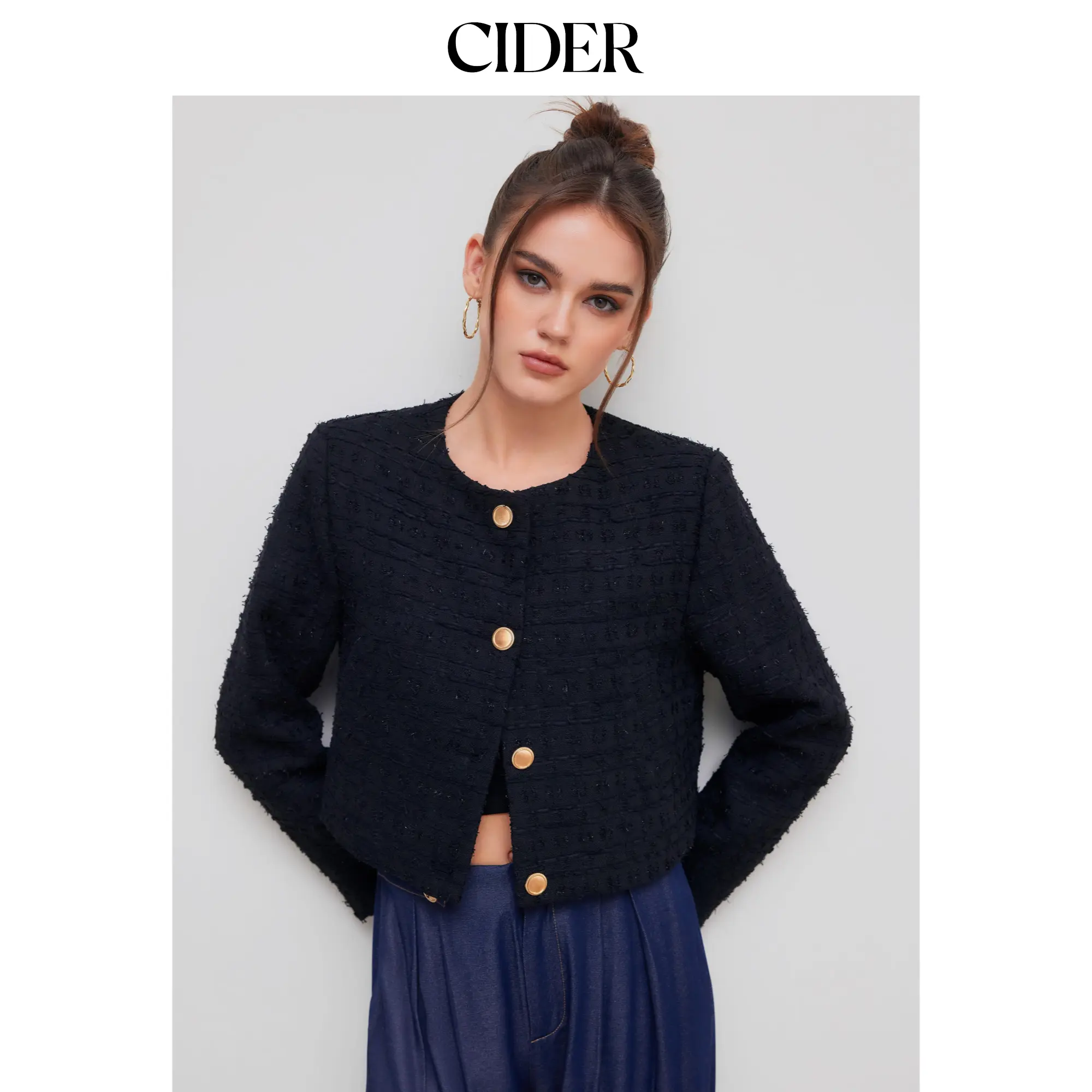 Cider [size 0-10] Tweed Round Neck Jacket