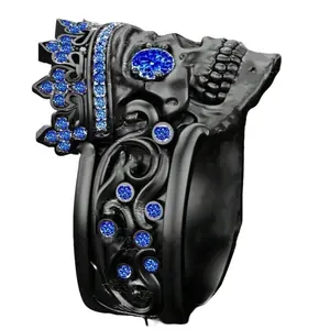 1PC Men's Personalized Skull Crown Design Classic Nugget Ring with Luxurious Synthetic Cubic Zirconia - Exquisite Fashion Jewelry for Adults - Halloween - Easter - Father's Day Gift - Anniversary Gift