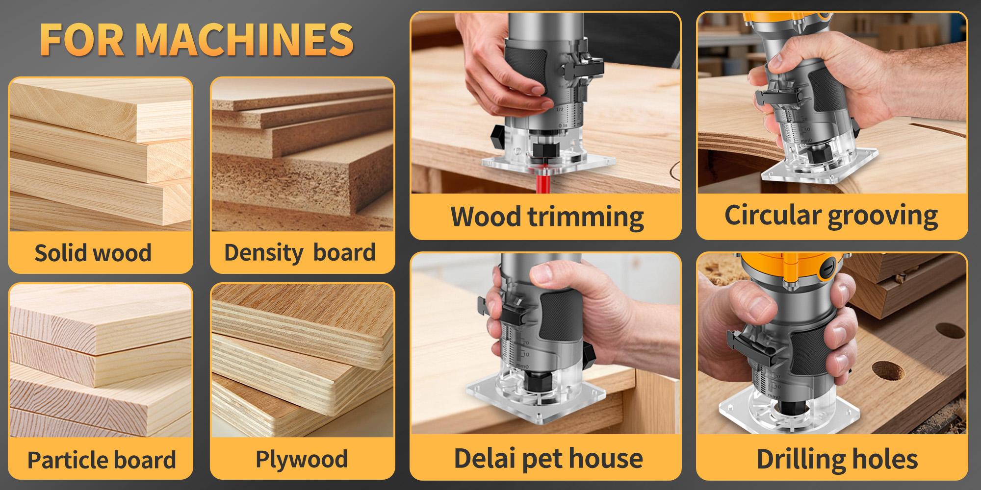 HANWISE upgraded edge trimming machine wired router, compact woodworking edge trimming router tool wired, woodworking router, suitable for woodworking slot milling and edge trimming, router power tool, gift for recipient