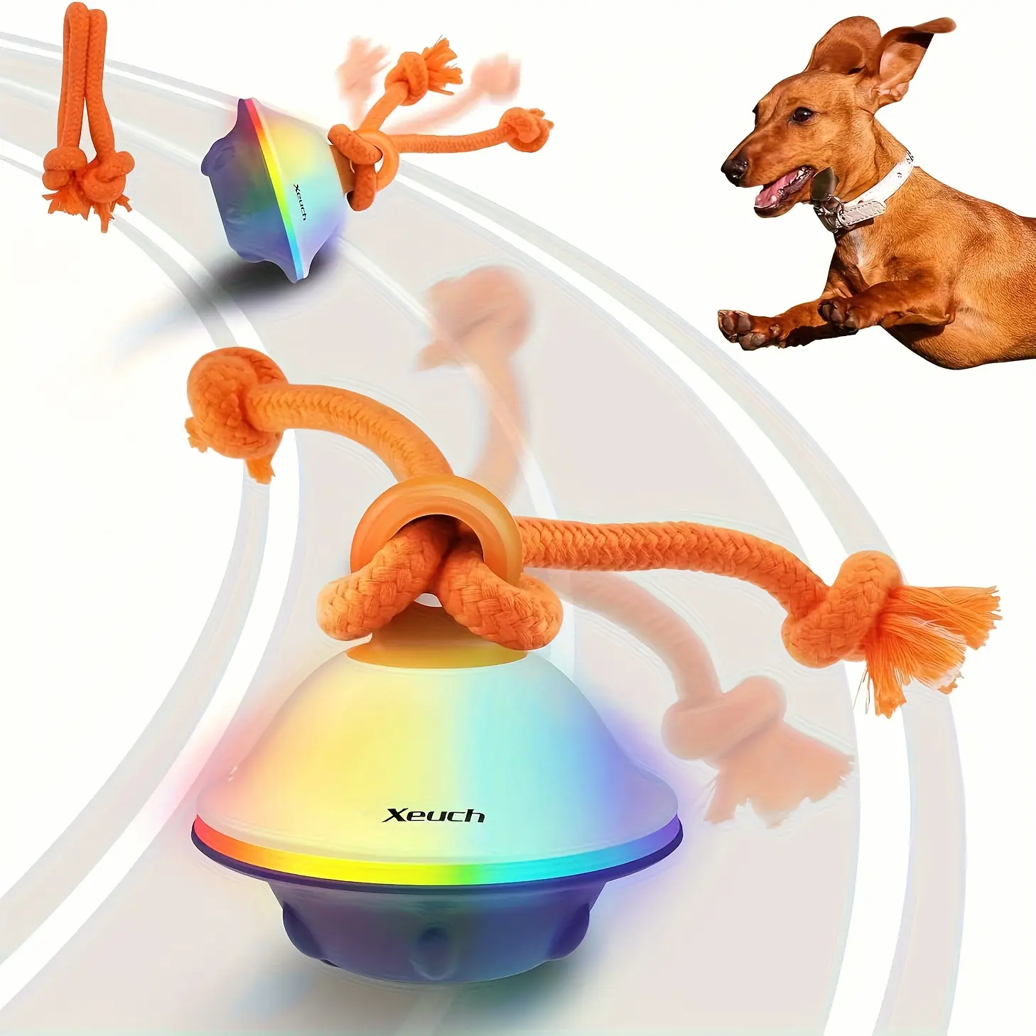 Dog Toys, Automatic Moving And Rolling Dogs Ball with Rope, Motion-Activated Wicked Ball with Voice Recording for Small Medium Pup, Stimulation Toy for Boredom