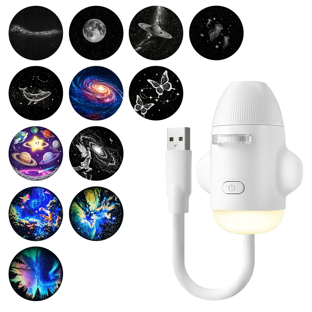 Unisex Galaxy Light Projector - 1/6/12 Film Options, USB-Powered, 6 Projection Patterns, Adjustable Brightness/Focus, 360° Rotation, Festive Home Supply, Lights for Bedroom, Birthday Party Gifts,home decor