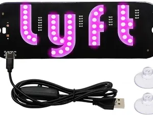 Driver-Specific USB Car LED Light Sign, Windshield Taxi Light Sign with Display, Suitable for Sedans, SUVs, and Cars, Easy Suction Cup Installation, USB Type-A Switch Cable (Pink Light Sign)