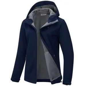 Outdoor Ventures Women's Softshell Jacket Waterproof Warm Fleece Lined Lightweight Windproof Hooded Insulated Windbreaker