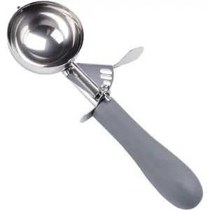 4 OZ Scoop, #8 Disher, Large Ice Cream Scoop with Trigger, Muffin Scoop, Large Cookie Scoops for Baking, Grey Handle, With Trigger for Portion Control