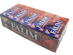Falim Sugarless Plain Gum, Strawberry Flavored, 100 Piece
