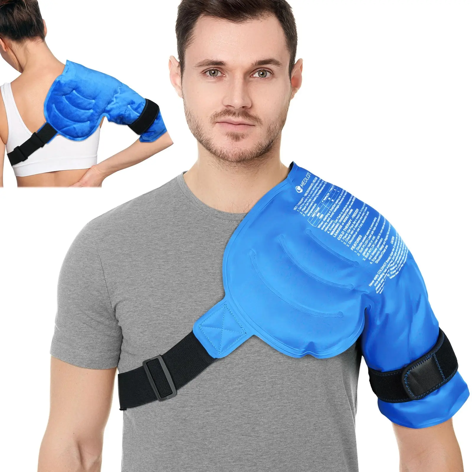 Shoulder Ice Pack Wrap - Adjustable Rotator Cuff Hot Cold Therapy Support Brace for Sports Practice, 18.25” x 18.25” x 14”, Comfortable and Effective Pain Relief, Enhanced Therapy For Shoulder Pain