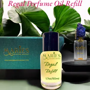 MARIE'S Regal Luxury Perfume Oil Refill 1.7oz Glass Bottle with Premium Fragrance Oil Blend, 15ml Crystal Perfume Bottle Refill, Alcohol Free