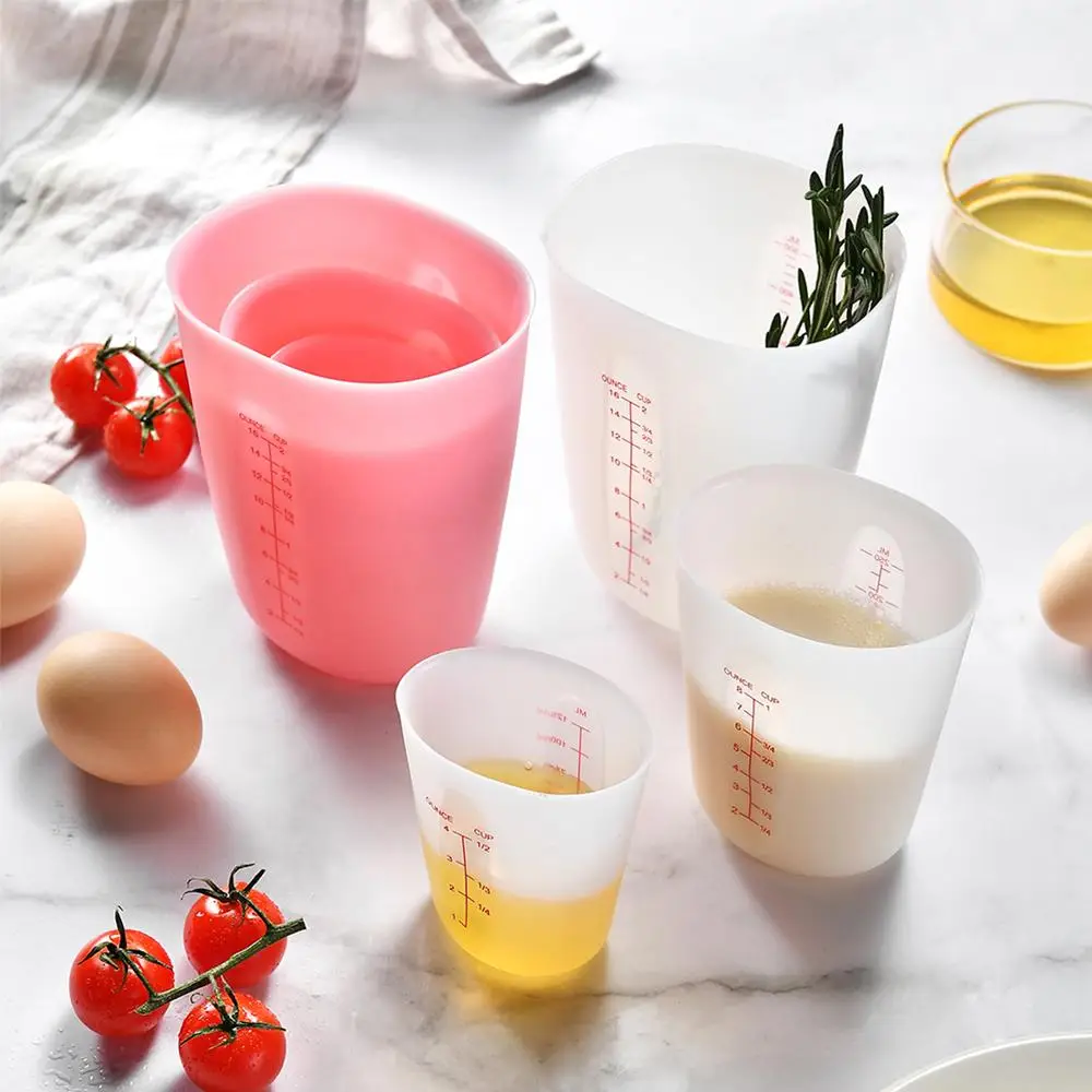 Silicone Measuring Cup, 1 Count/3 Counts Clear Heat Resistant Soft Measuring Cup, Baking Tool for Home Kitchen, Kitchen Cooking Utensils & Gadgets